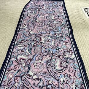 Boho beachy cotton rayon blend scarf wrap shawl pink & blue paisley preppy chic